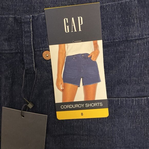 GAP Women's Corduroy Shorts 4 inch Blue Raw Edge Hem Cut Off Size 8 - NWT $49.95 - Picture 13 of 16